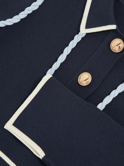 3-9 yrs Piped Knitted Skater Dress in Navy | Reiss Children & Baby Exclusive