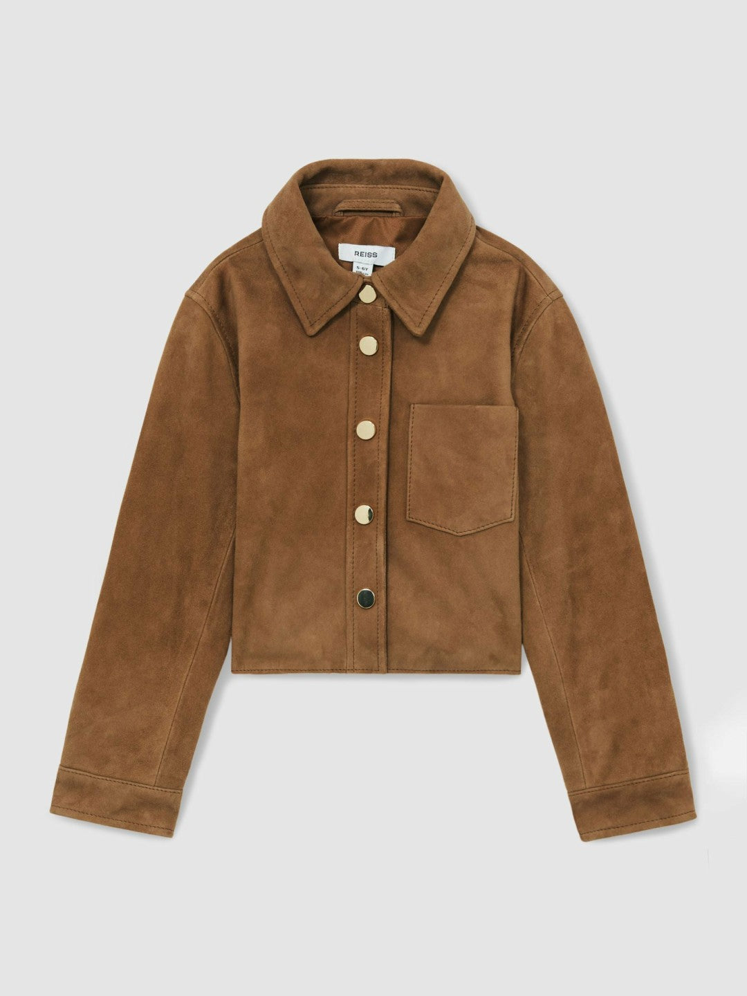 4-9 yrs Suede Cropped Jacket in Tan | Reiss Children & Baby Featured
