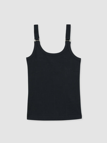 Stretch-Cotton D-Ring Strap Vest in Navy | Reiss Women Exclusive