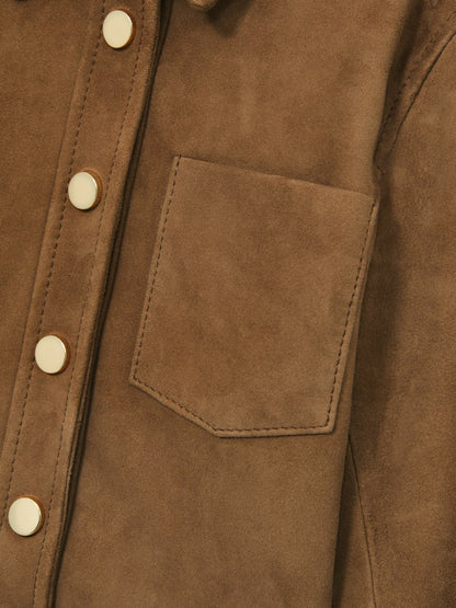 9-13 yrs Suede Cropped Jacket in Tan | Reiss Children & Baby Exclusive