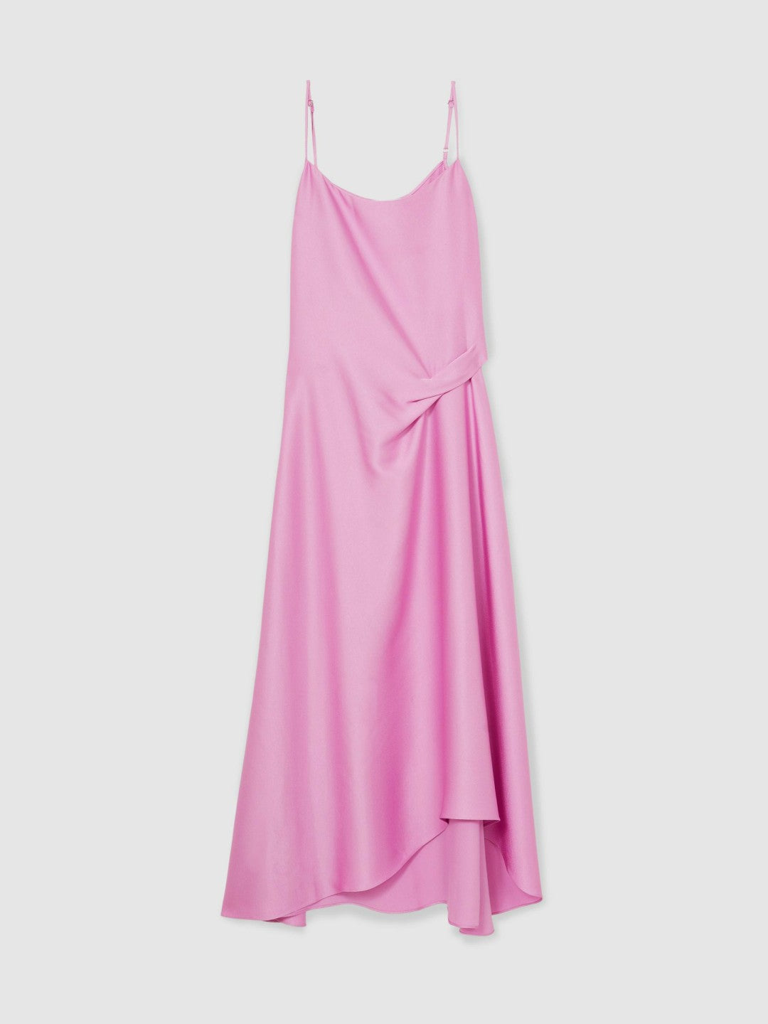 Satin Drape-Detail Slip Dress in Pink | Reiss Women Exclusive