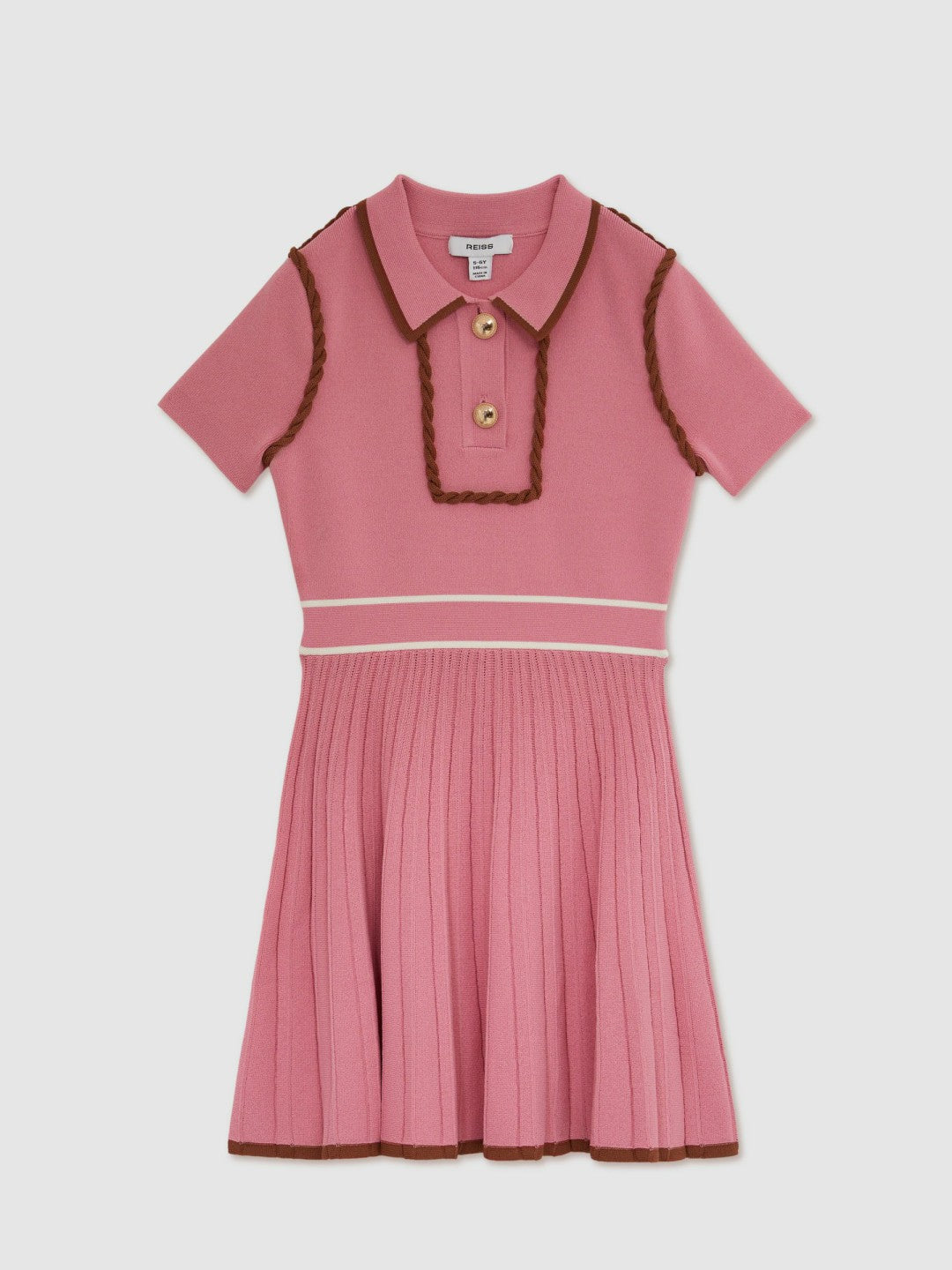 9-13 yrs Twist-Piped Knitted Dress in Pink | Reiss Children & Baby Featured