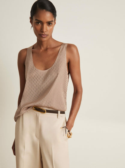 Atelier Laser-Cut Vest Top in Taupe | Reiss Women New