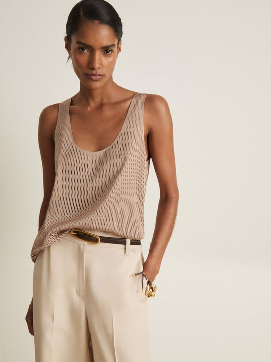 Atelier Laser-Cut Vest Top in Taupe | Reiss Women New