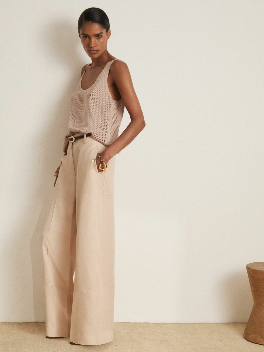 Atelier Laser-Cut Vest Top in Taupe | Reiss Women New