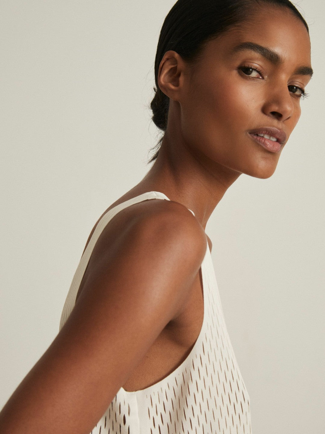 Atelier Laser-Cut Vest Top in Cream | Reiss Women Recommended
