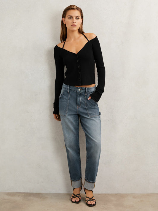 Good American Cuffed Straight-Leg Jeans in Indigo | Reiss Women Popular