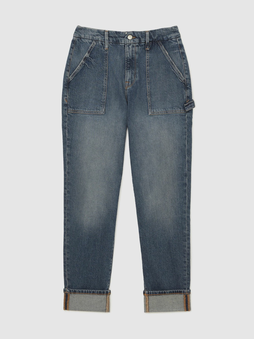 Good American Cuffed Straight-Leg Jeans in Indigo | Reiss Women Popular