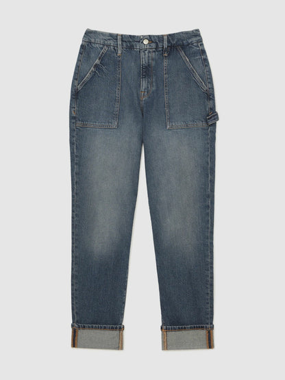 Good American Cuffed Straight-Leg Jeans in Indigo | Reiss Women Popular