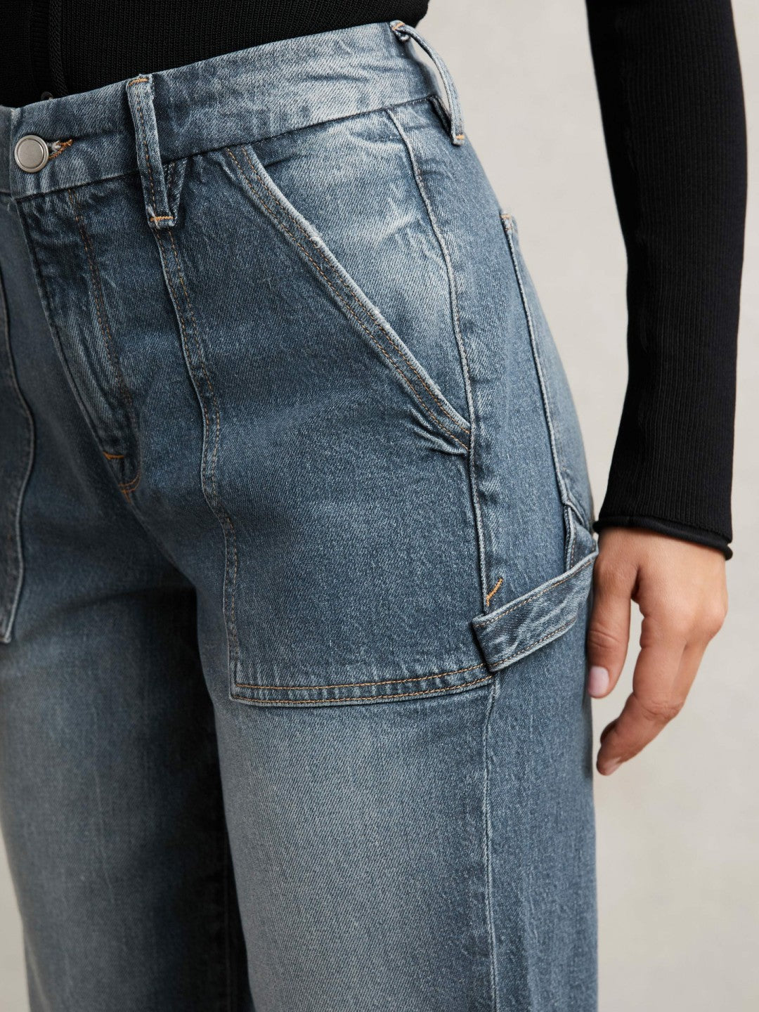 Good American Cuffed Straight-Leg Jeans in Indigo | Reiss Women Popular