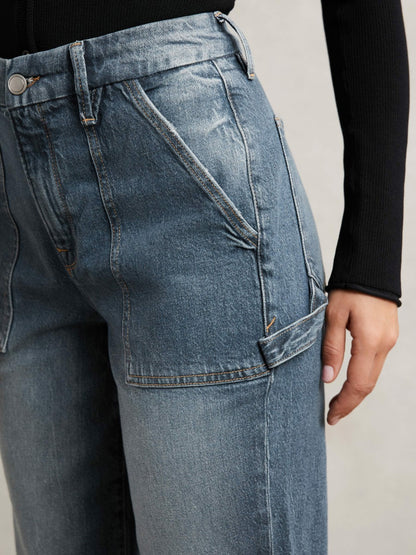 Good American Cuffed Straight-Leg Jeans in Indigo | Reiss Women Popular