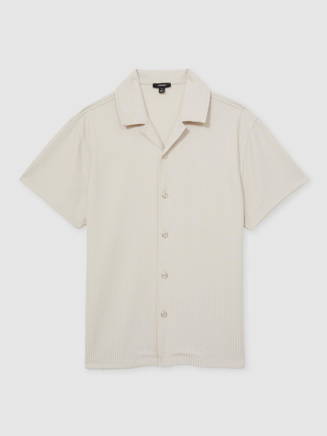 Textured-Knit Cuban-Collar Shirt in Champagne | Reiss Men Popular