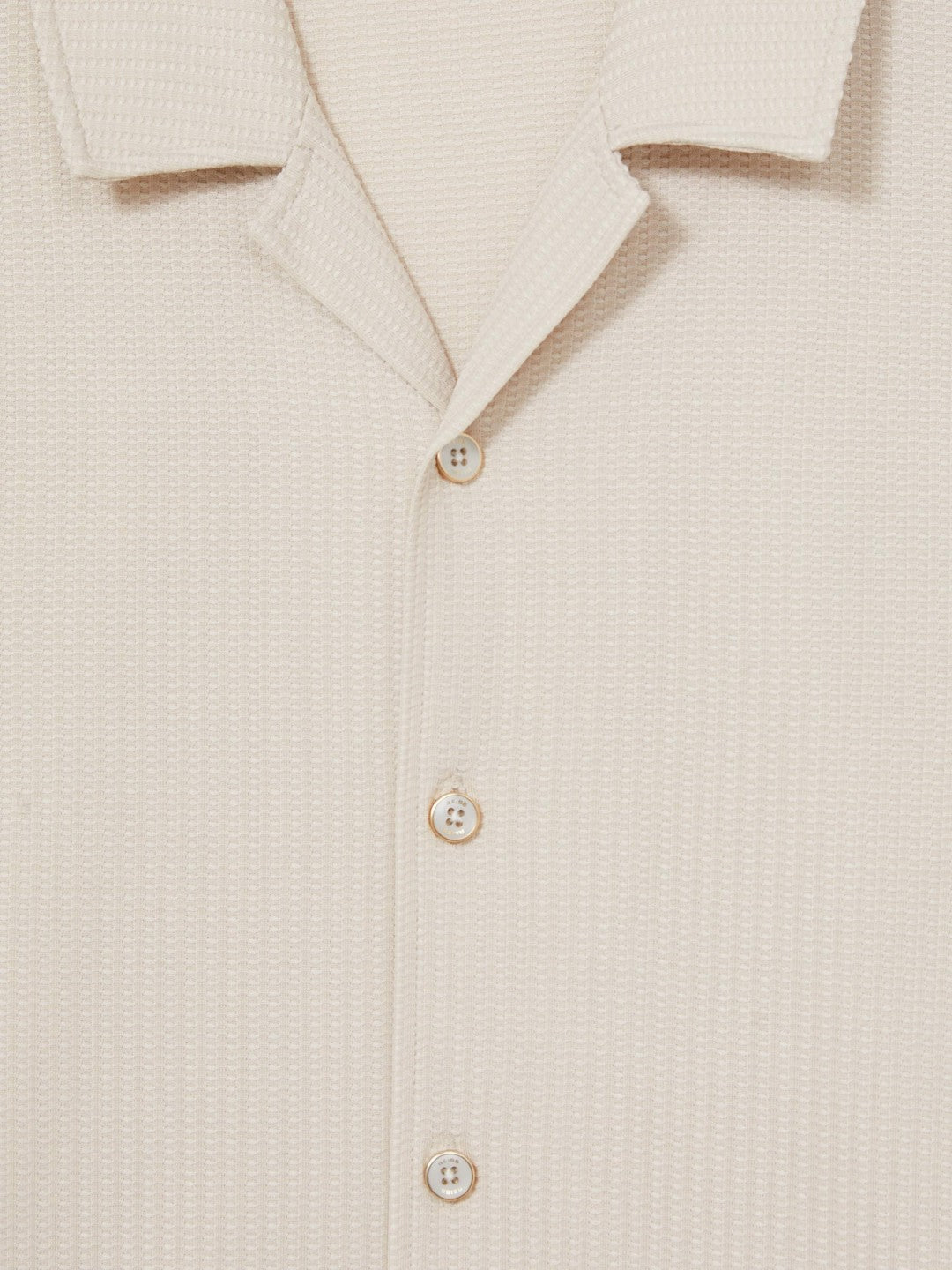 Textured-Knit Cuban-Collar Shirt in Champagne | Reiss Men Popular