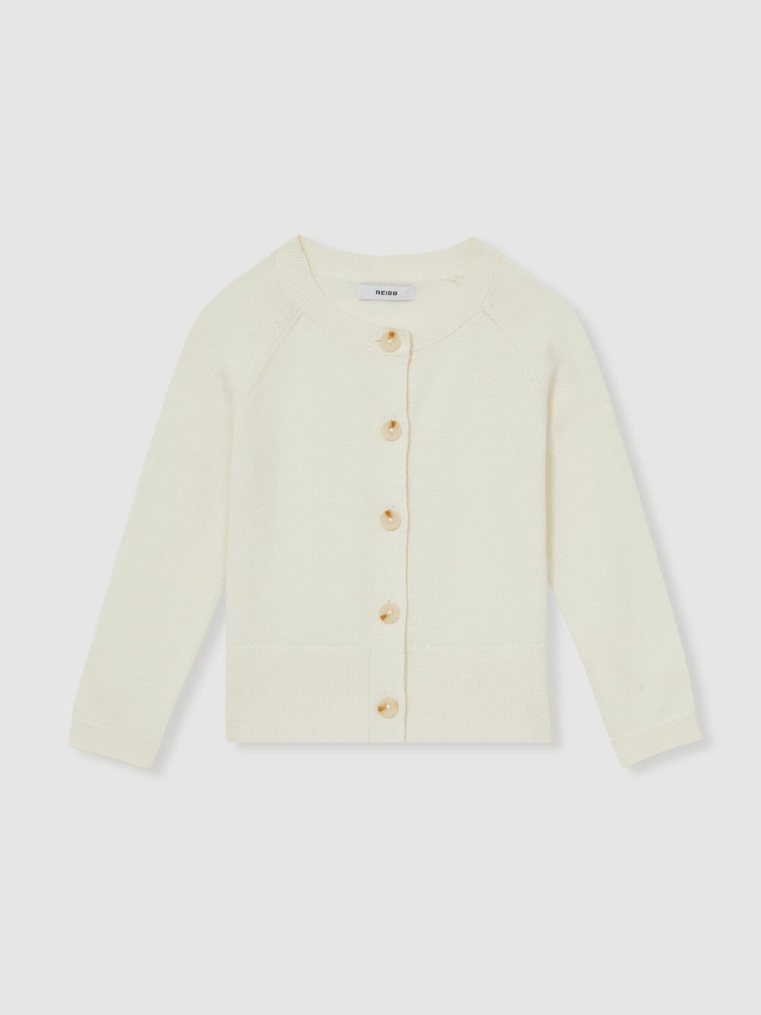 13-14 yrs Cotton Crew-Neck Cardigan in Ivory | Reiss Children & Baby Popular