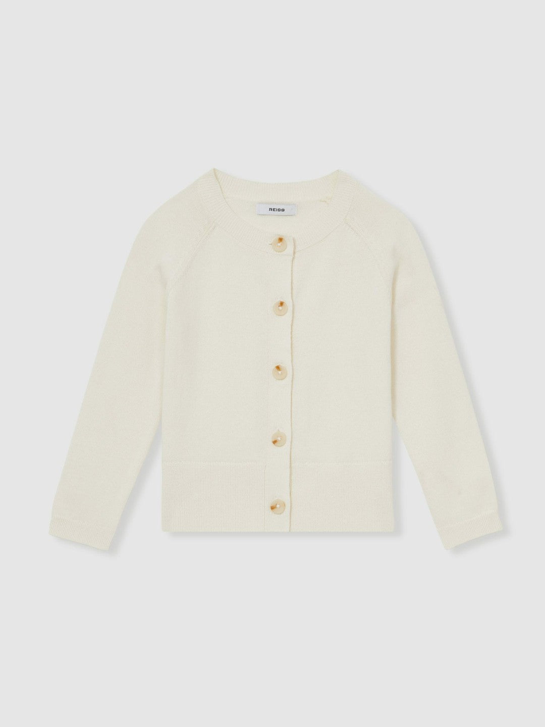 4-9 yrs Cotton Crew-Neck Cardigan in Ivory | Reiss Children & Baby Best Seller