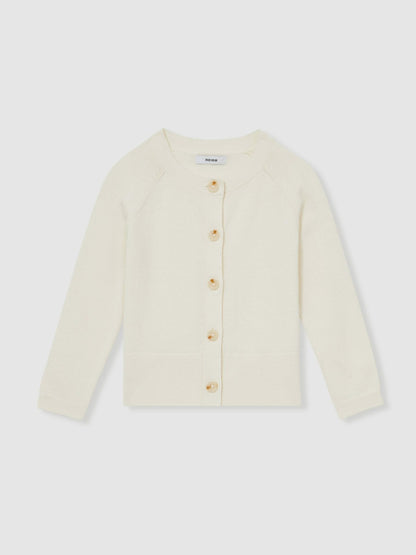 4-9 yrs Cotton Crew-Neck Cardigan in Ivory | Reiss Children & Baby Best Seller
