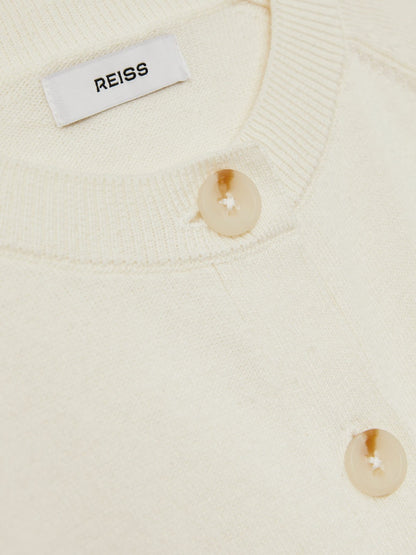 4-9 yrs Cotton Crew-Neck Cardigan in Ivory | Reiss Children & Baby Best Seller