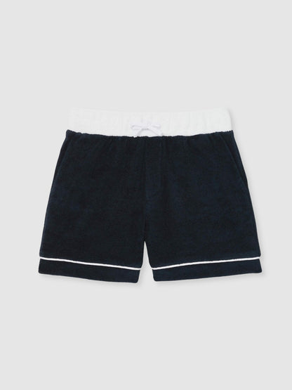3-9 yrs Velour Colour-Block Shorts in Blue Multi | Reiss Children & Baby Signature