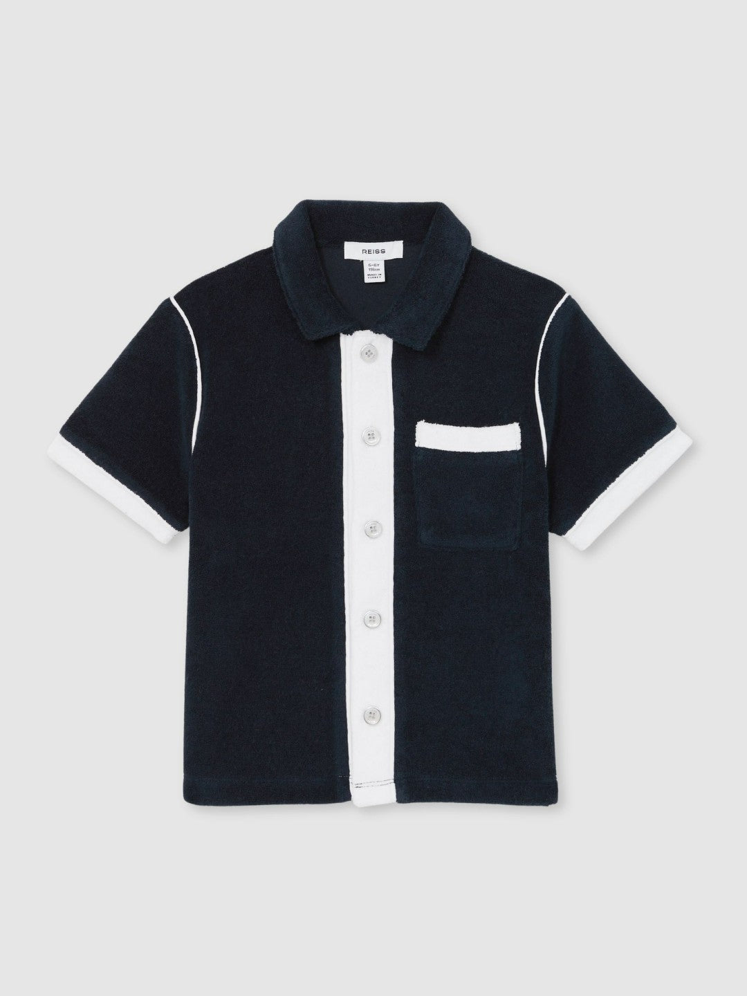 9-13 yrs Velour Colour-Block Shirt in Blue Multi | Reiss Children & Baby Exclusive