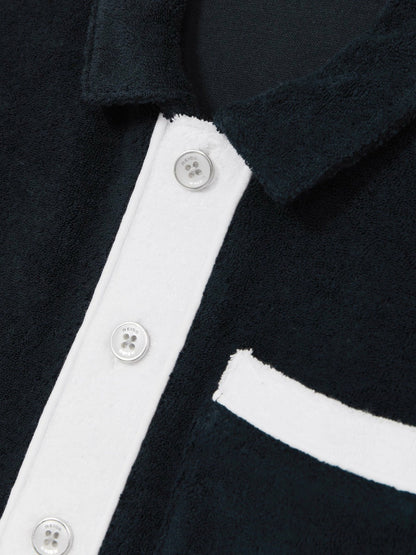 9-13 yrs Velour Colour-Block Shirt in Blue Multi | Reiss Children & Baby Exclusive