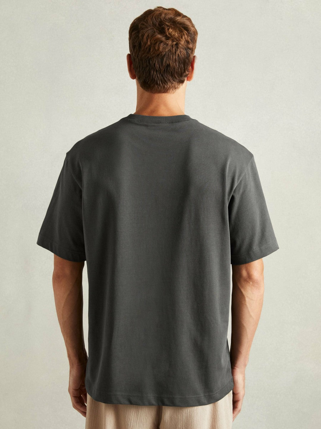 Cotton Garment-Dyed Oversized T-Shirt in Washed Black | Reiss Men Premium
