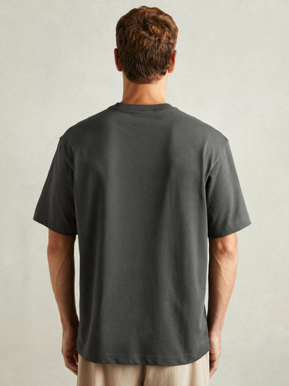 Cotton Garment-Dyed Oversized T-Shirt in Washed Black | Reiss Men Premium