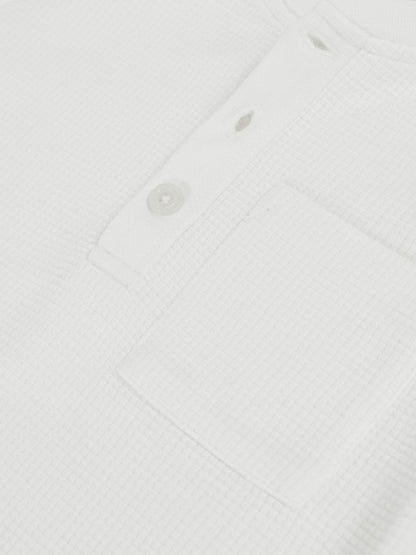 9-13 yrs Cotton-Blend Waffle Henley T-Shirt in White | Reiss Children & Baby Popular