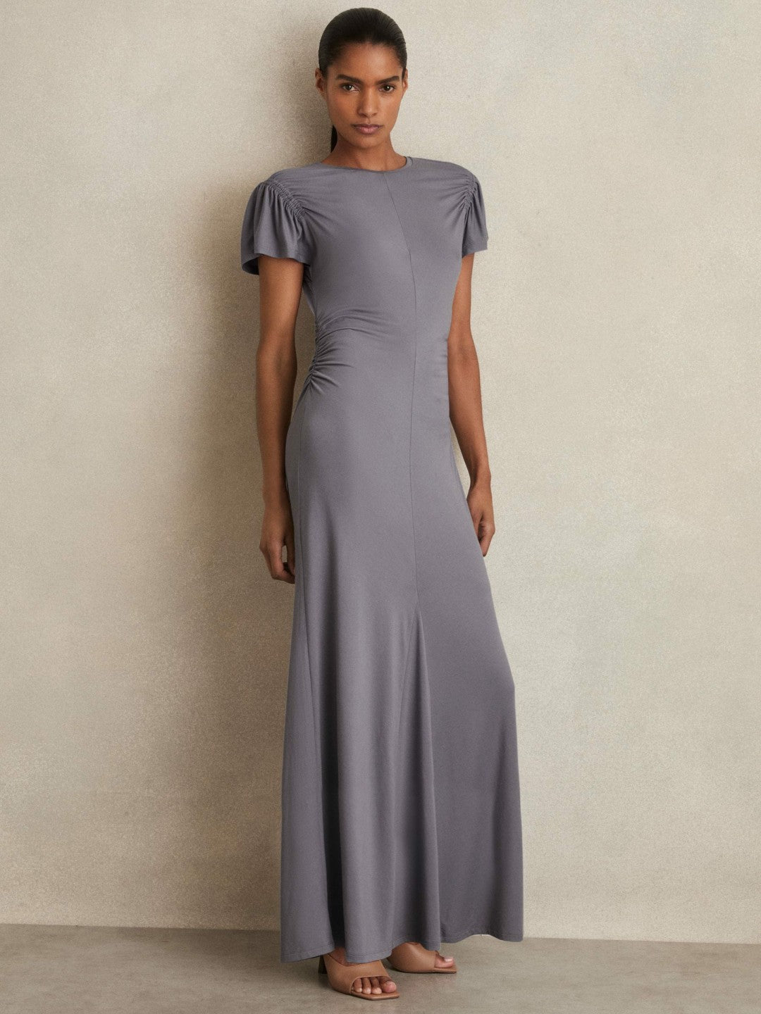 Modal Blend Ruched Jersey Dress in Grey | Reiss Women Best Seller