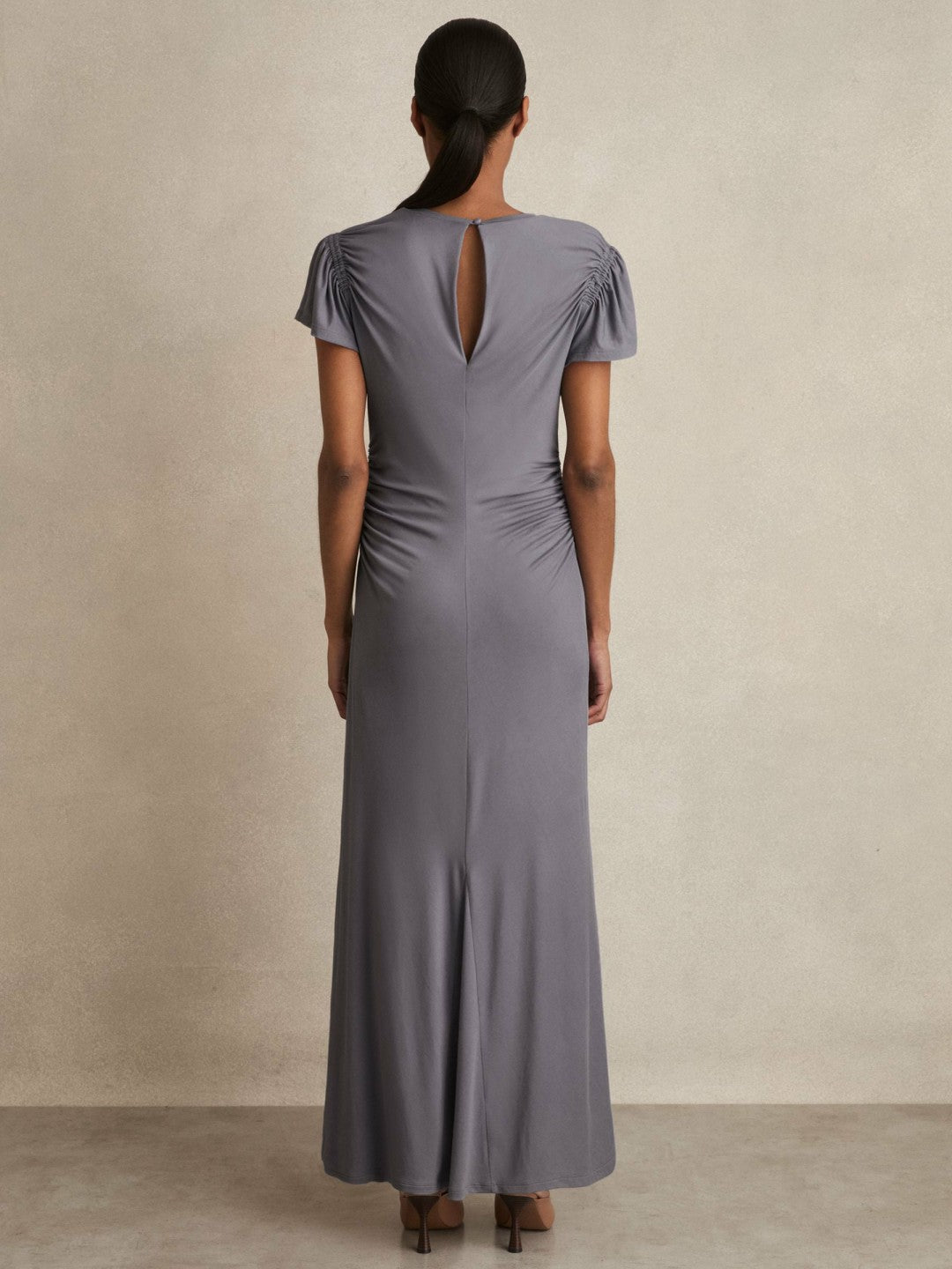 Modal Blend Ruched Jersey Dress in Grey | Reiss Women Best Seller