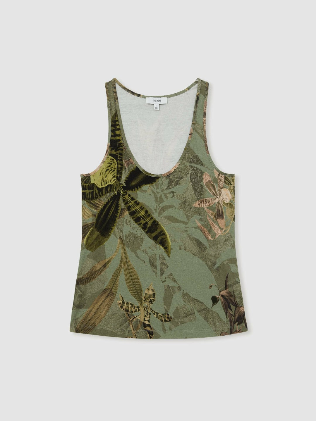 | NYBG Floral Scoop-Neck Vest in Khaki | Reiss Women Recommended