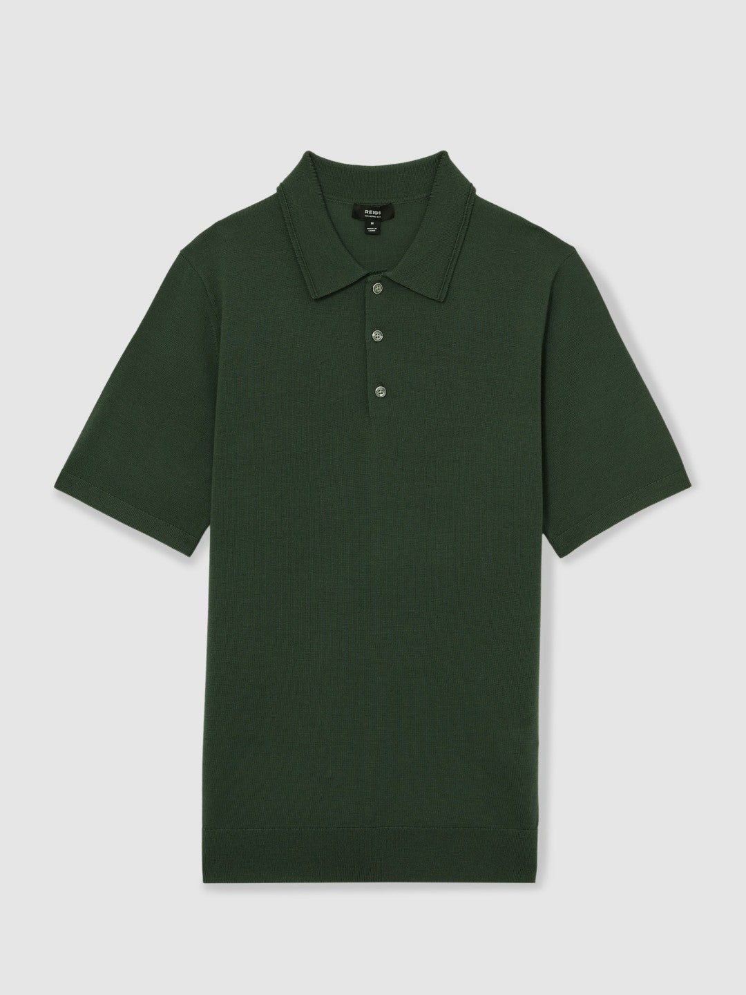 Merino Wool Short-Sleeve Polo Shirt in Kale Green | Reiss Men Signature