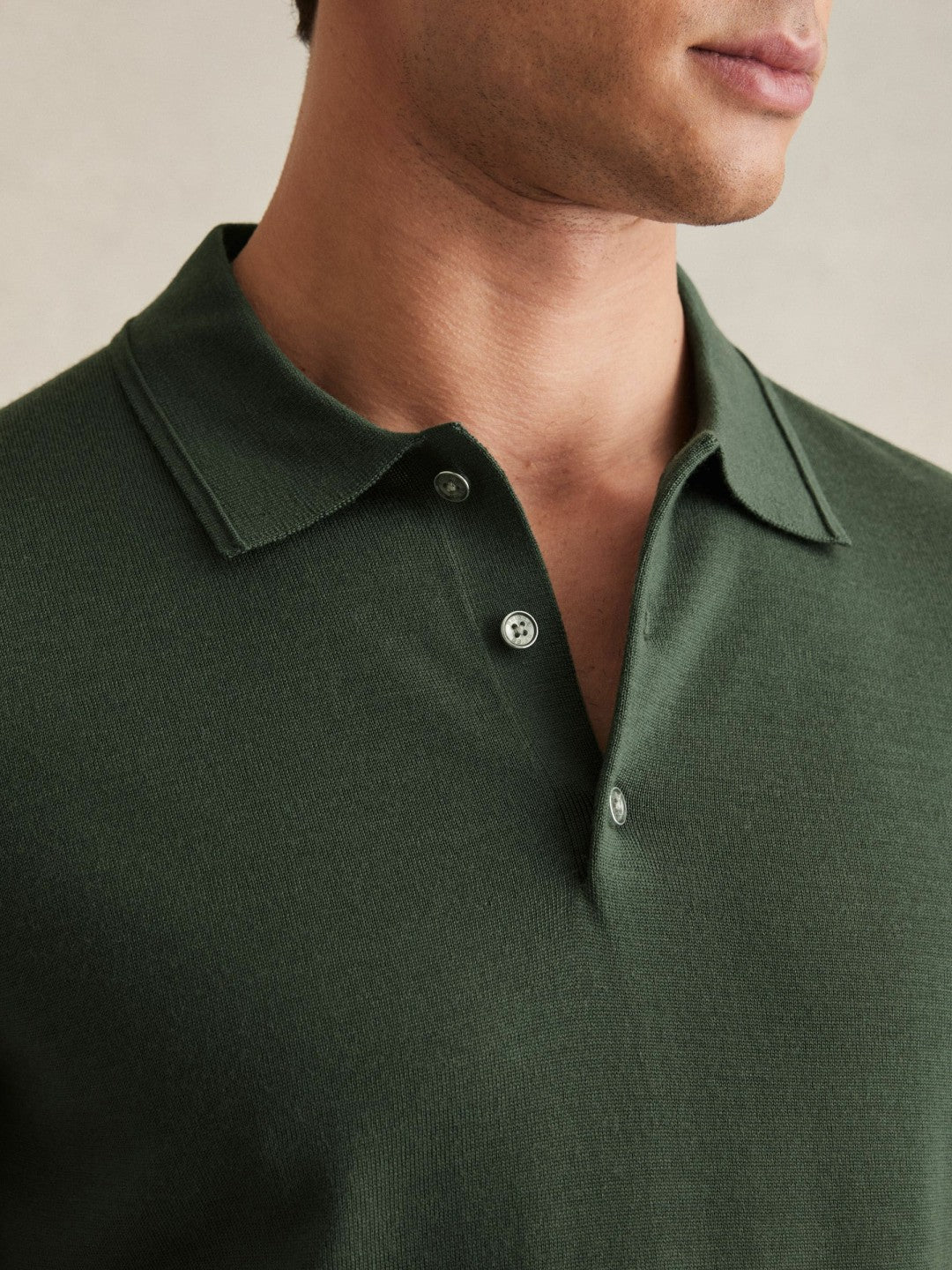 Merino Wool Short-Sleeve Polo Shirt in Kale Green | Reiss Men Signature