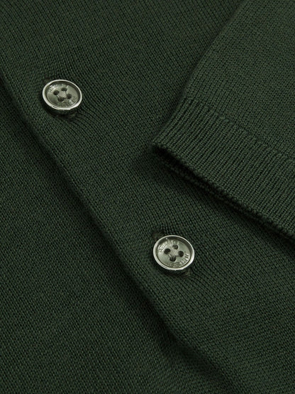 Merino Wool Short-Sleeve Polo Shirt in Kale Green | Reiss Men Signature