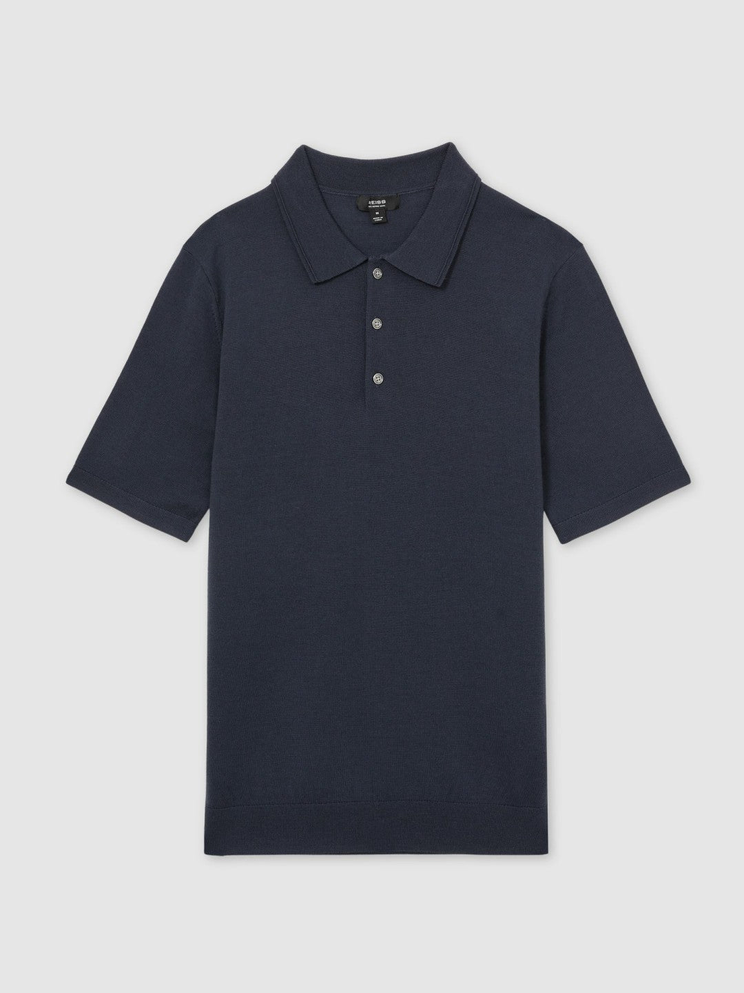 Merino Wool Short-Sleeve Polo Shirt in Midnight Navy | Reiss Men Exclusive