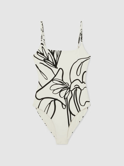 | NYBG Floral Graffiti Swimsuit in Ivory | Reiss Women Best Seller