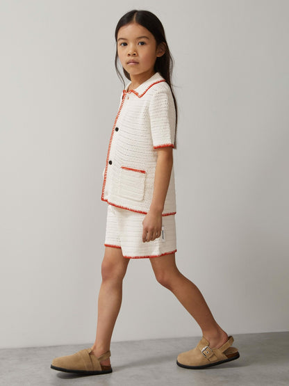 13-14 yrs McLaren F1 Team Crochet Shorts in Off White/Orange | Reiss Children & Baby Signature