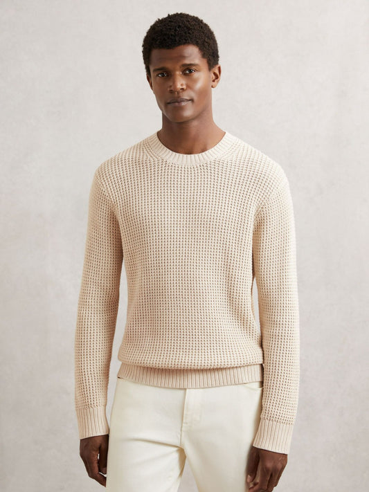 Paige Cotton Waffle-Knit Sweater in Natural | Reiss Men Exclusive