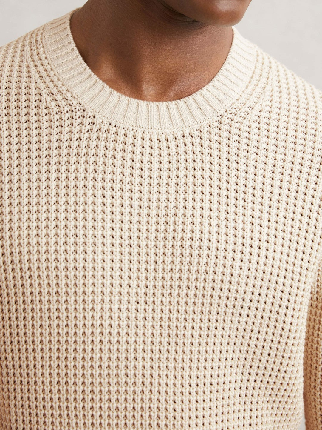 Paige Cotton Waffle-Knit Sweater in Natural | Reiss Men Exclusive