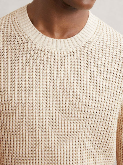 Paige Cotton Waffle-Knit Sweater in Natural | Reiss Men Exclusive
