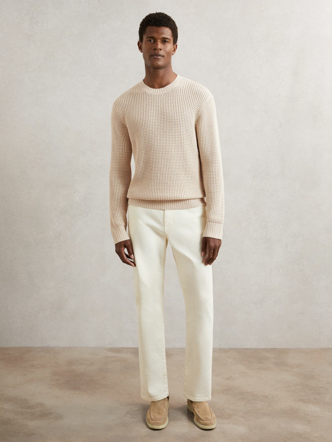 Paige Cotton Waffle-Knit Sweater in Natural | Reiss Men Exclusive