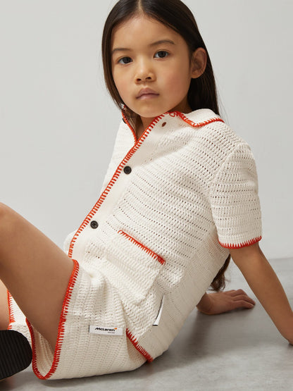 3-9 yrs McLaren F1 Team Crochet Shorts in Off White/Orange | Reiss Children & Baby Featured
