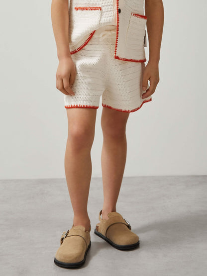 9-13 yrs McLaren F1 Team Crochet Shorts in Off White/Orange | Reiss Children & Baby Premium