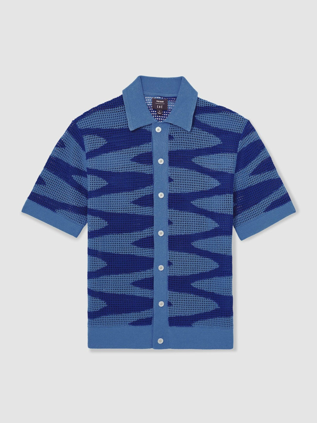 | Ché Wave Crochet Shirt in Blue | Reiss Men Recommended