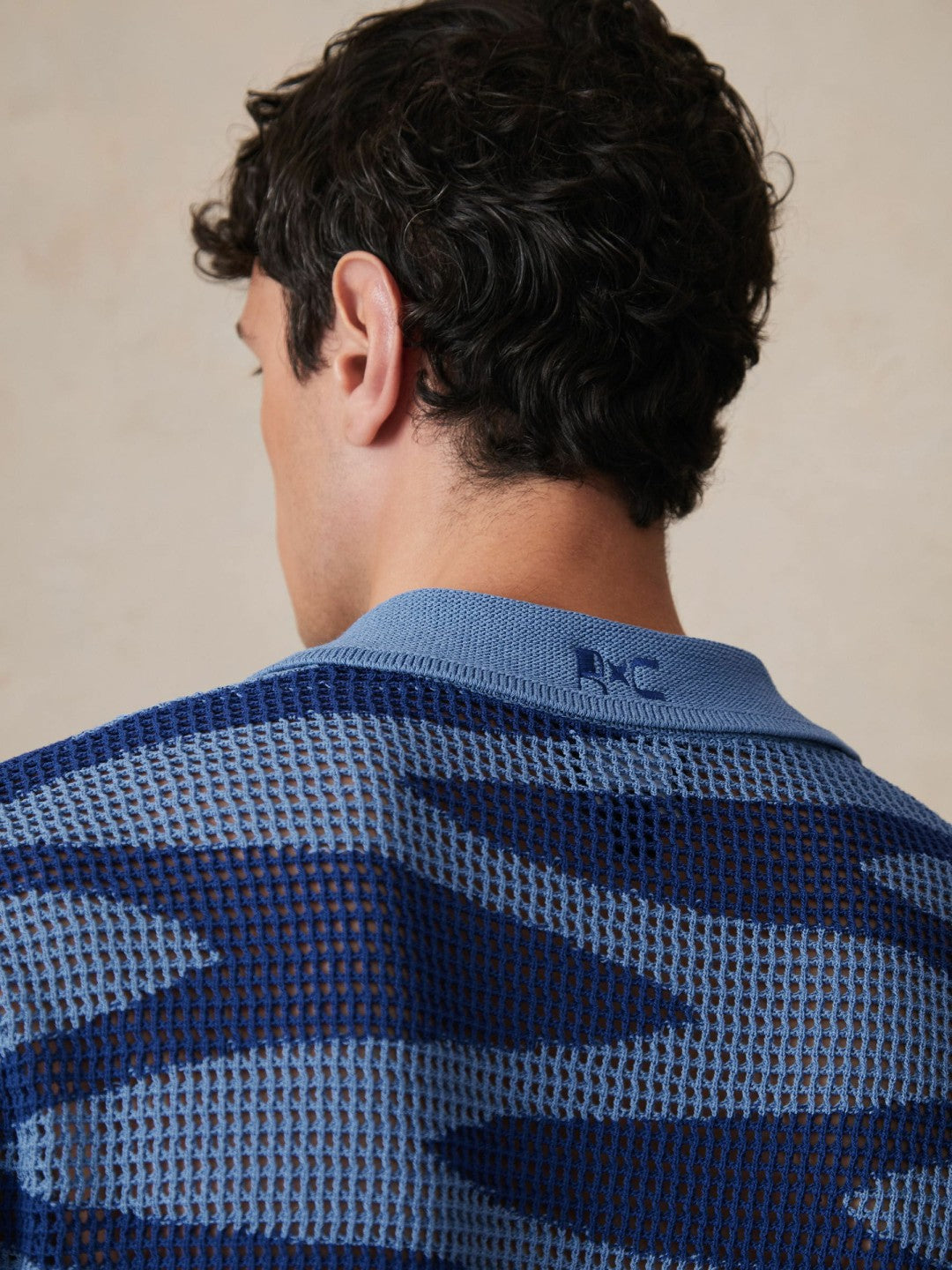 | Ché Wave Crochet Shirt in Blue | Reiss Men Recommended