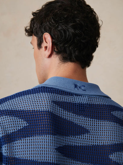 | Ché Wave Crochet Shirt in Blue | Reiss Men Recommended