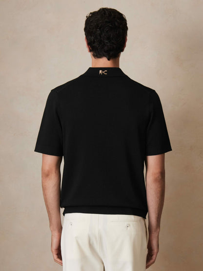 | Ché Beaded Crochet Shirt in Black | Reiss Men Exclusive