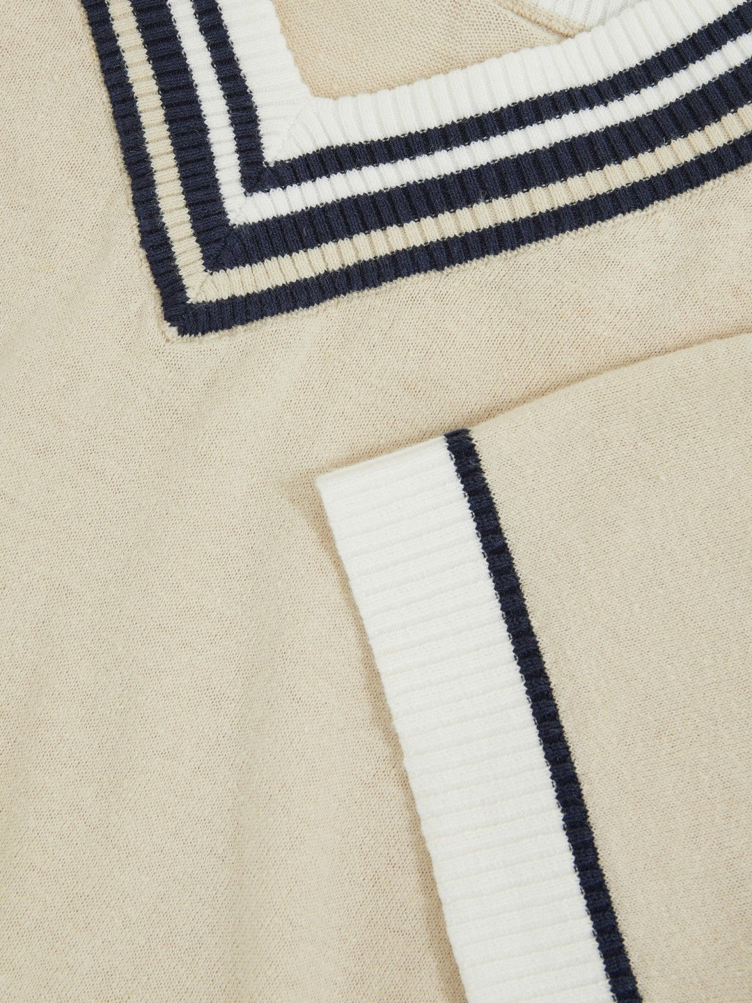 13-14 yrs Cotton-Linen Knit V-Neck Cricket Top in Neutral | Reiss Children & Baby Premium