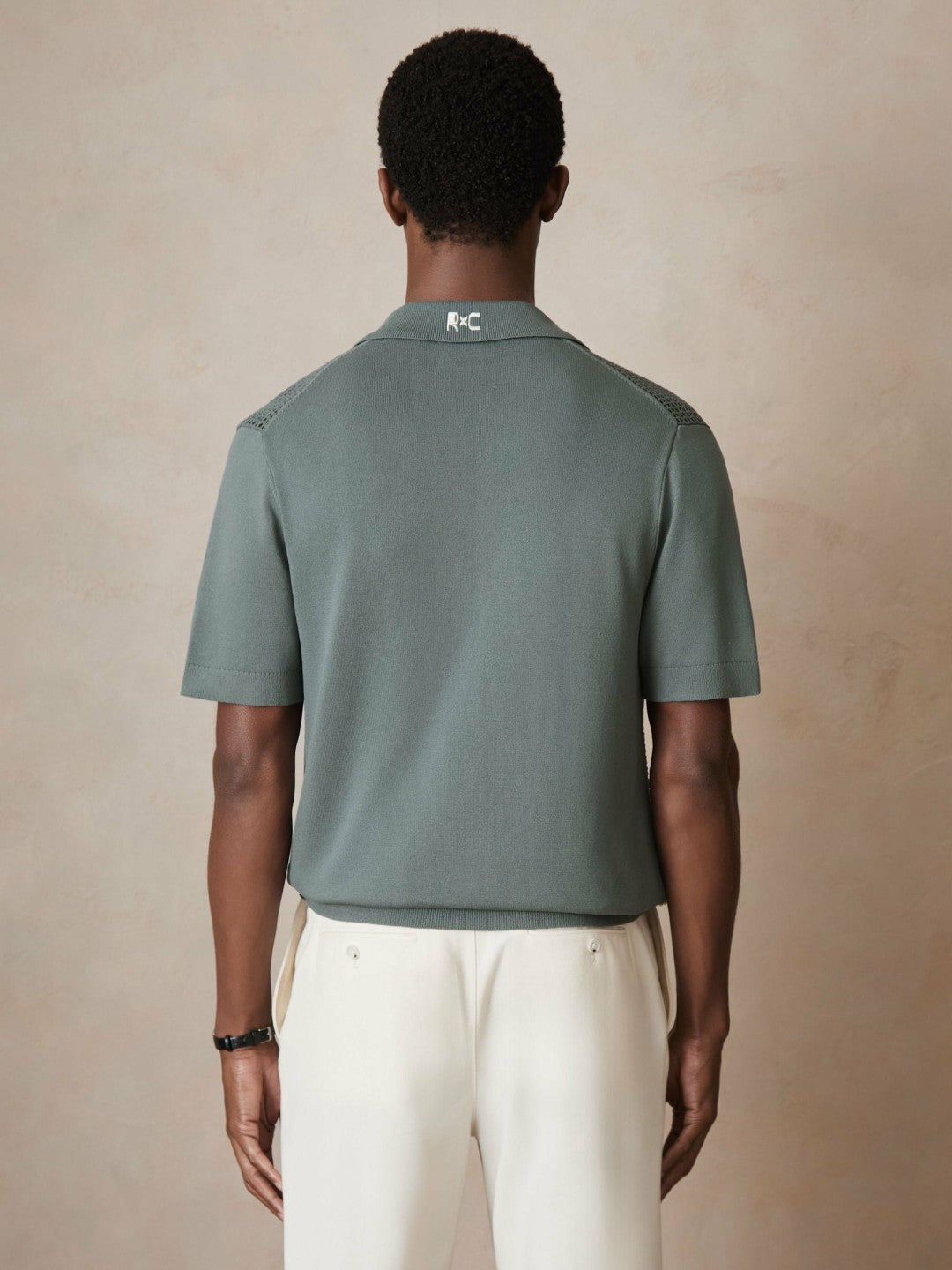| Ché Beaded Crochet Shirt in Sage | Reiss Men Featured
