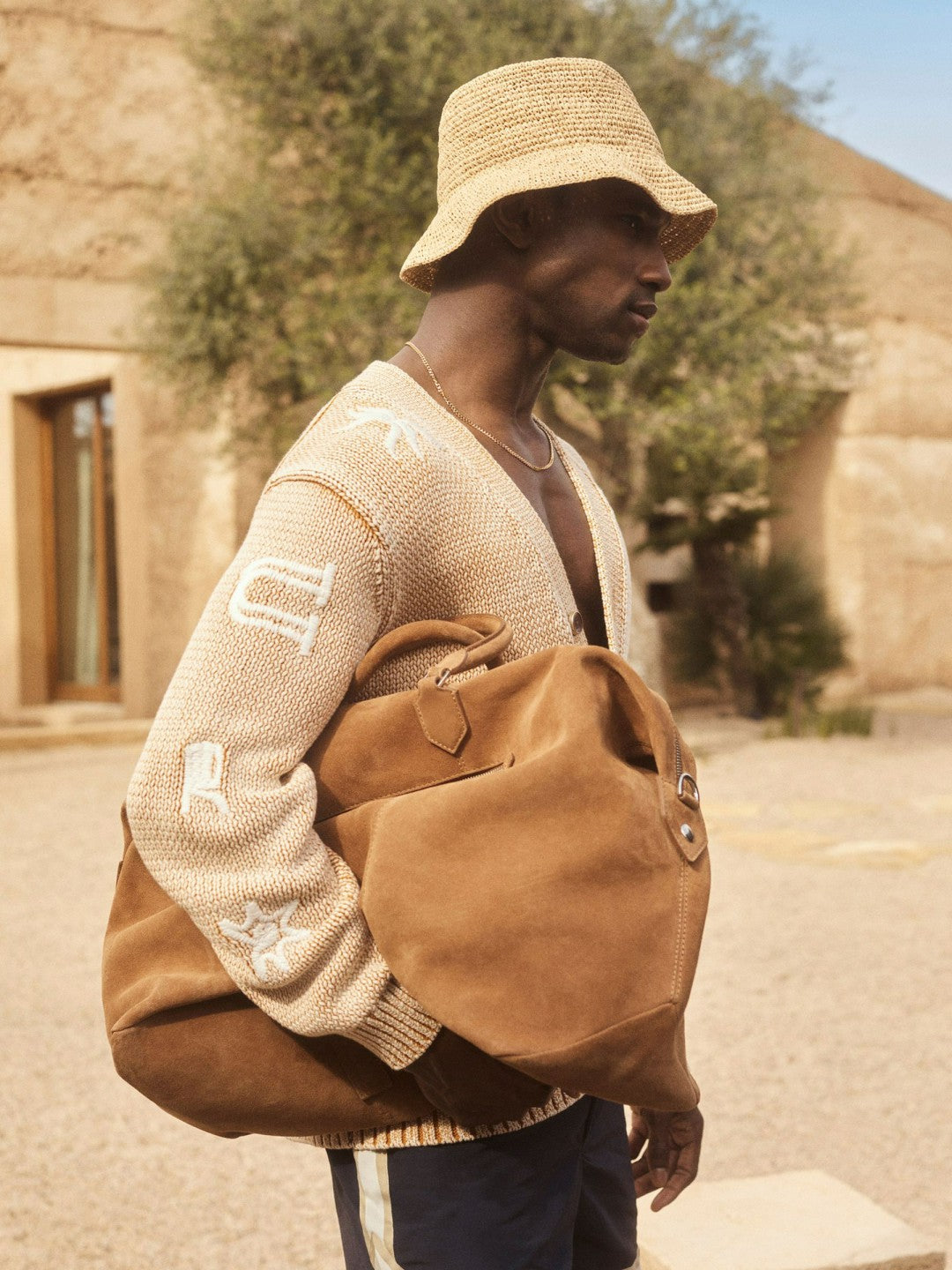 | Ché Motif-Embroidered Cardigan in Camel | Reiss Men Popular