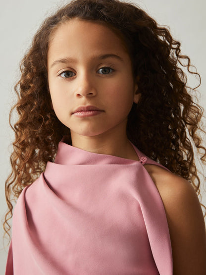 13-14 yrs One-Shoulder Draped Dress in Pink | Reiss Children & Baby Recommended